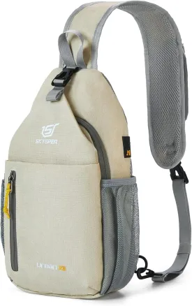 SKYSPER Sling Bag Crossbody Backpack - Chest Shoulder Cross Body Bag Travel Hiking Casual Daypack for Women Men(Beige)