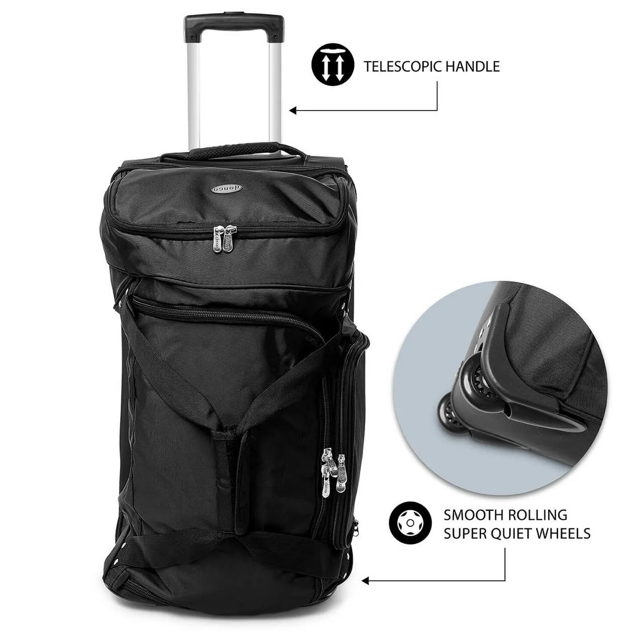 Stanford Cardinal 27" Black Rolling Drop Bottom Duffel