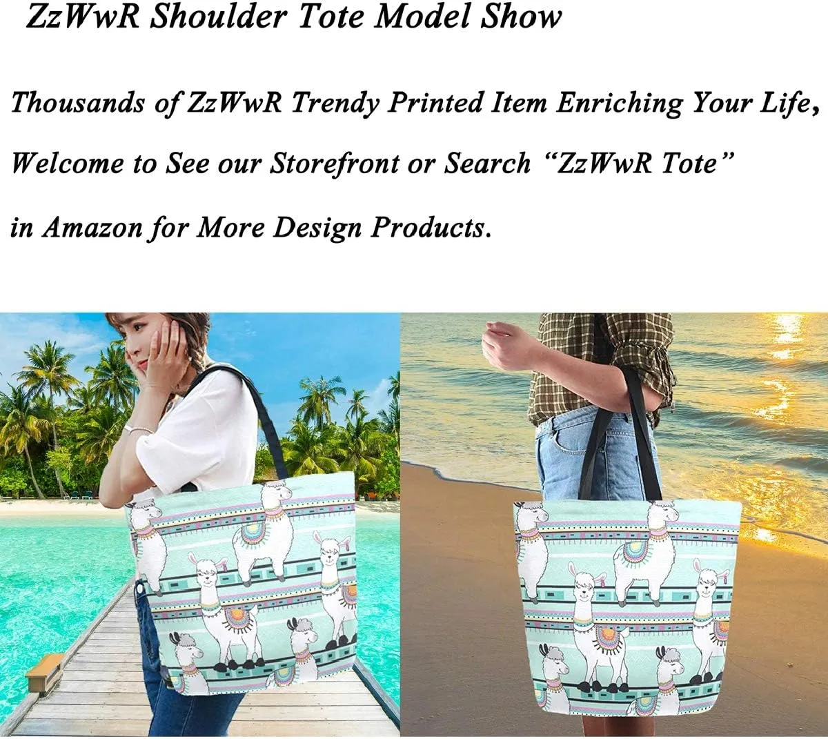 Stylish Print Extra Large Shoulder Tote Bag for Beach Travel Weekender Gym Grocery Shopping