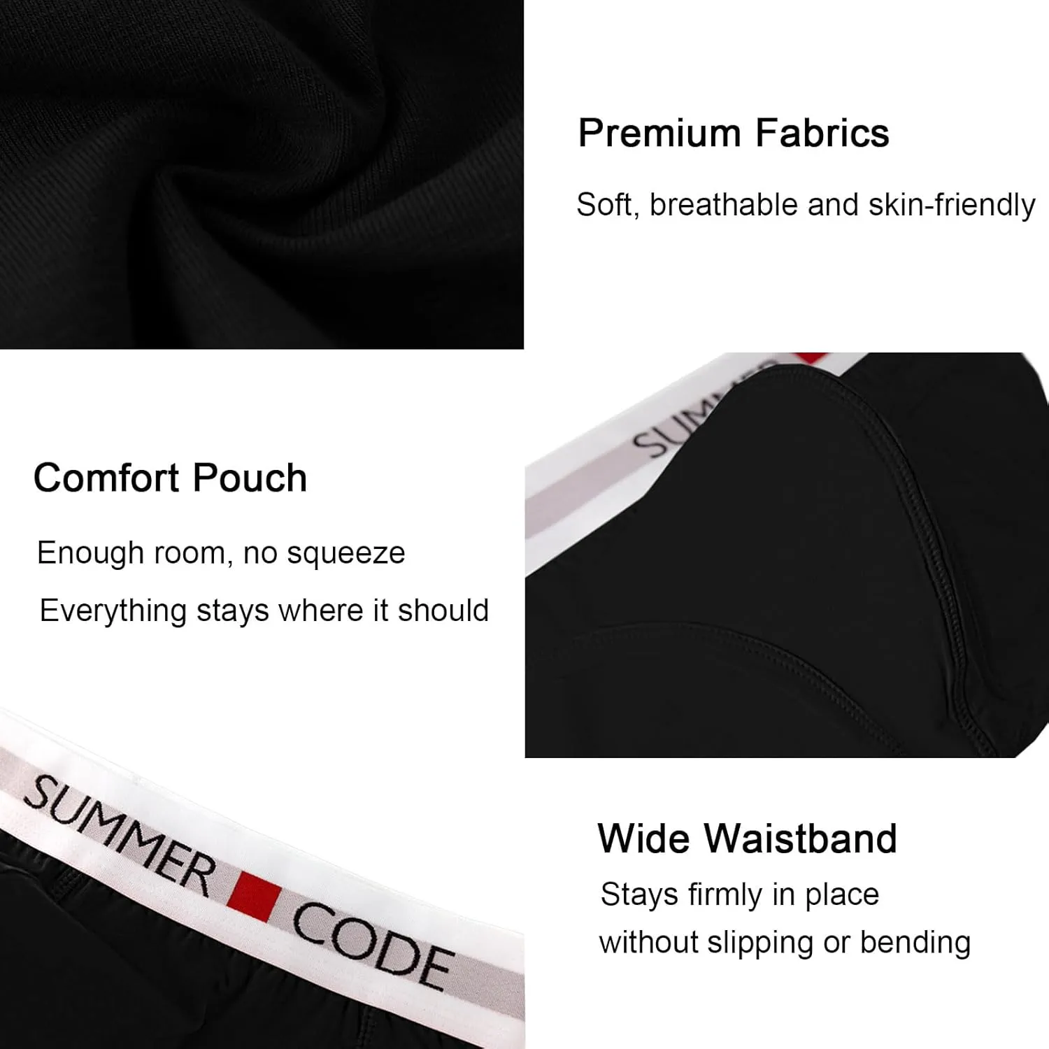 Summer Code Mens Classic Premium Briefs Pack Cotton Bulge Pouch Underwear Breathable Low Rise Underpants for Men