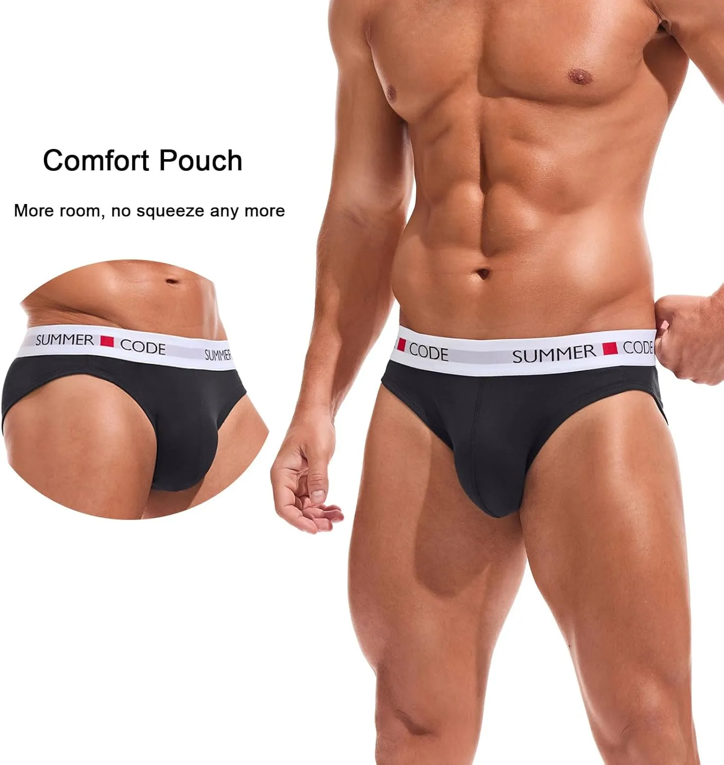 Summer Code Mens Classic Premium Briefs Pack Cotton Bulge Pouch Underwear Breathable Low Rise Underpants for Men