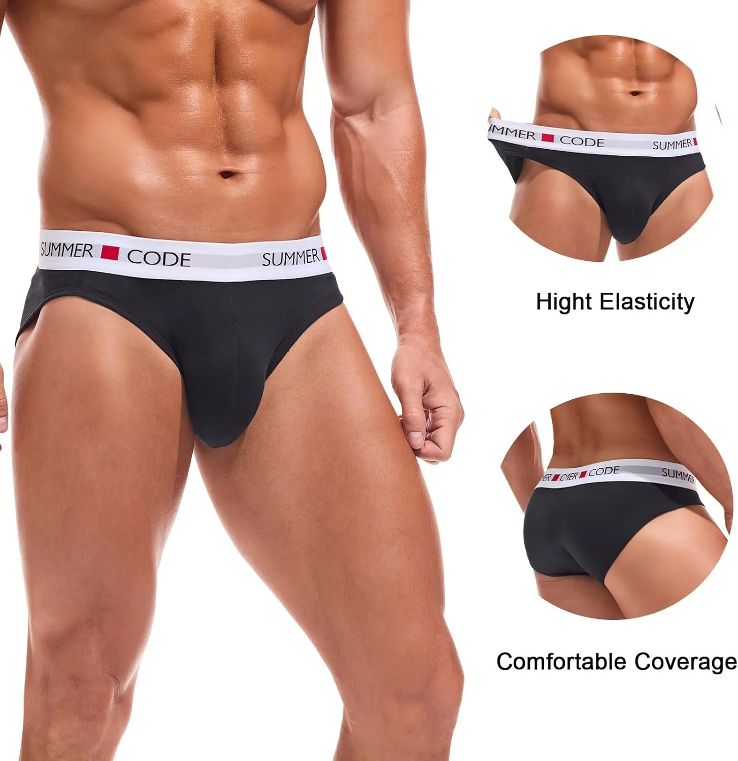 Summer Code Mens Classic Premium Briefs Pack Cotton Bulge Pouch Underwear Breathable Low Rise Underpants for Men