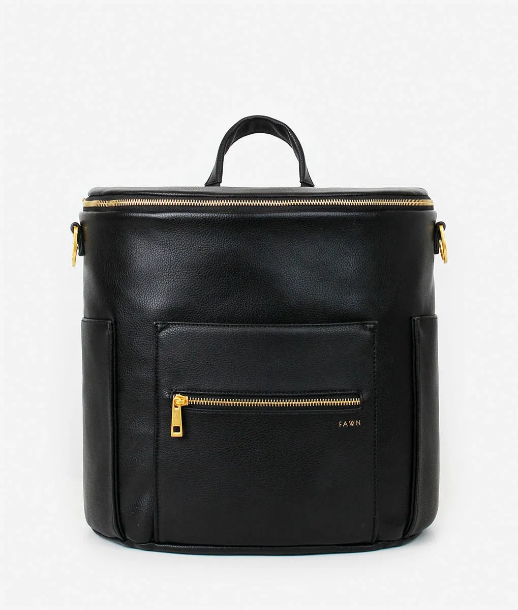 The Original Diaper Bag - Faux Leather Backpack - Black