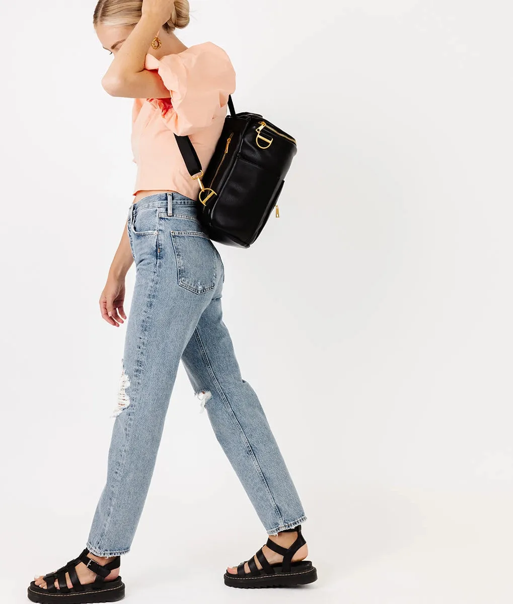 The Original Diaper Bag - Faux Leather Backpack - Black