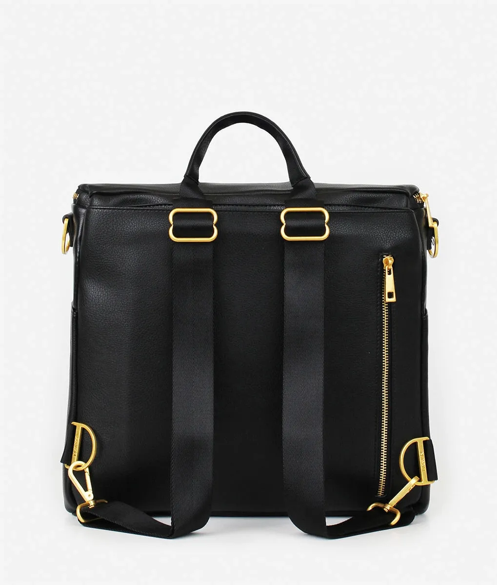 The Original Diaper Bag - Faux Leather Backpack - Black