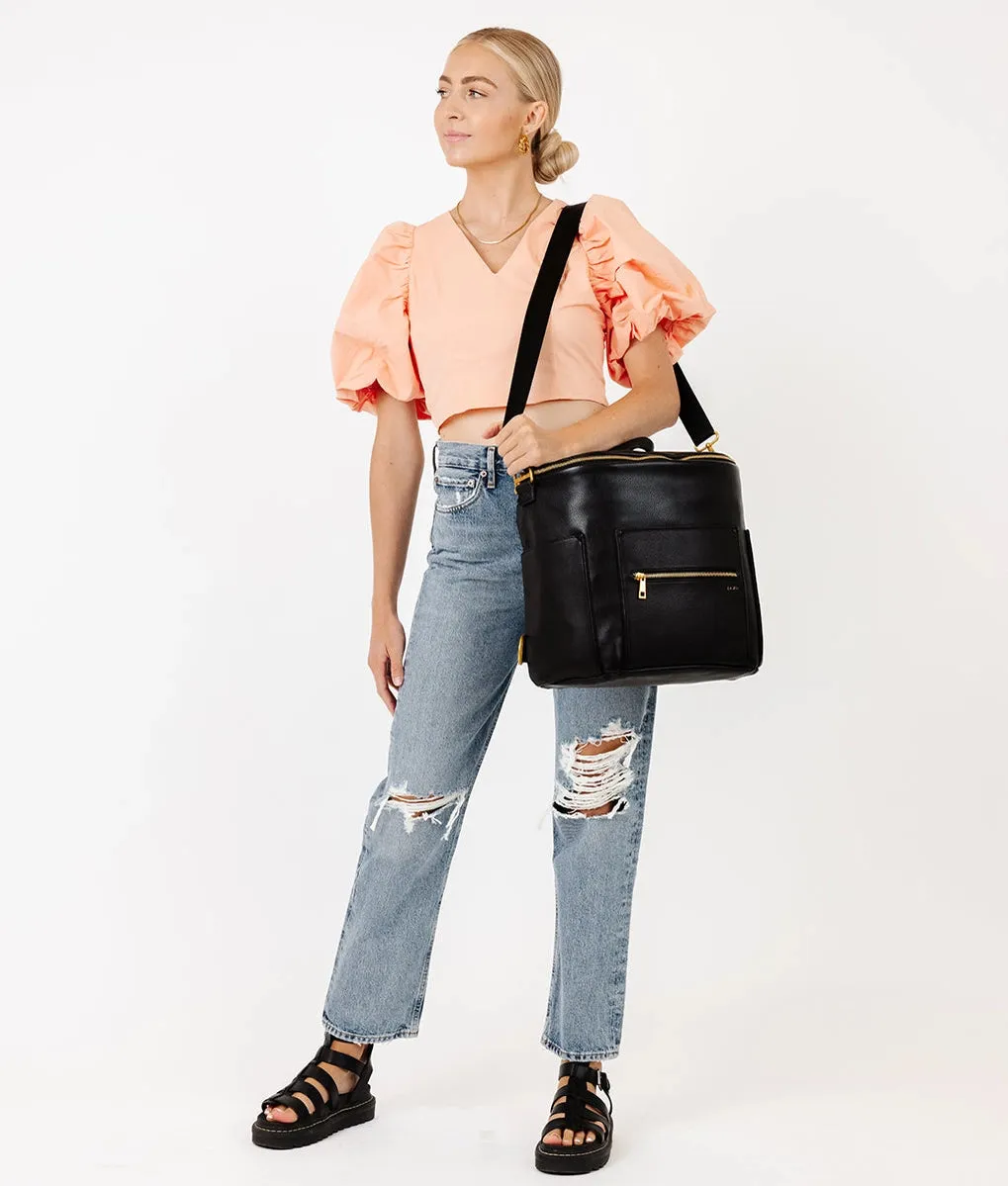 The Original Diaper Bag - Faux Leather Backpack - Black