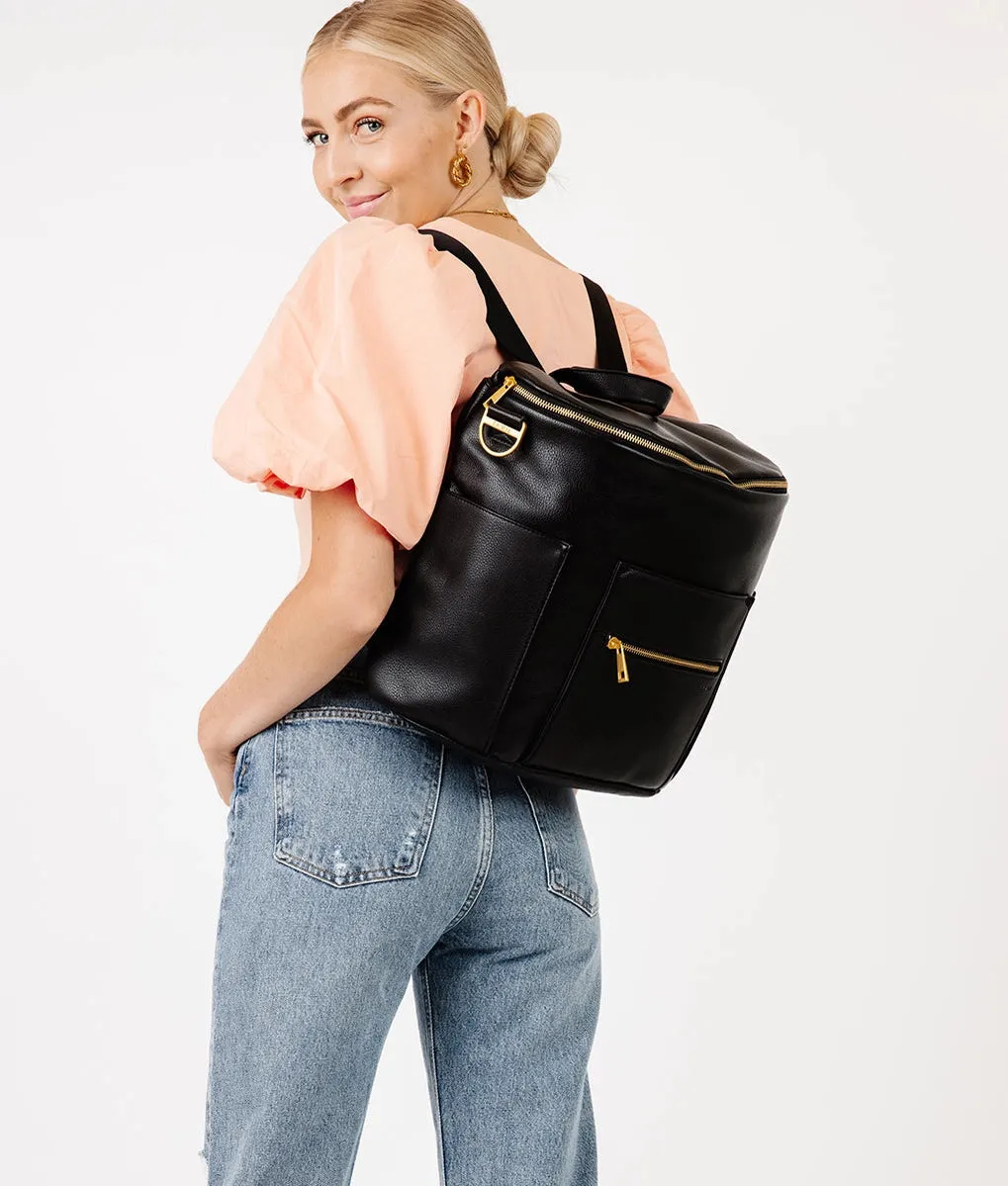 The Original Diaper Bag - Faux Leather Backpack - Black