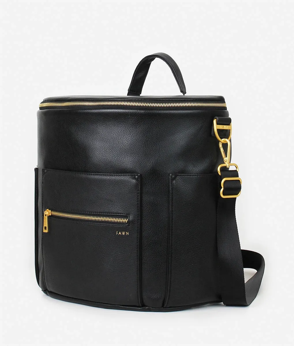 The Original Diaper Bag - Faux Leather Backpack - Black