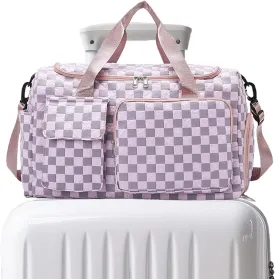 Travel Bag,Large Capacity Duffel Pack | Waterproof Plaid Travel Bag with Shoe Compartment for Camping Swimming Beach Swim Pool Sports Gym