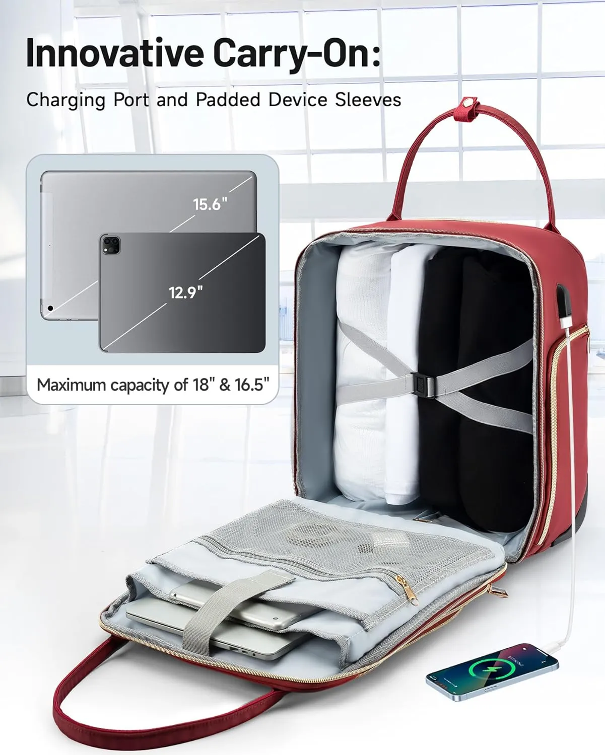 Under Seat Luggage with Wheels for Women Men, Airline Approved Underseat Carry on Luggage for Airplanes, Small Personal Item Travel Bag for Short Trip