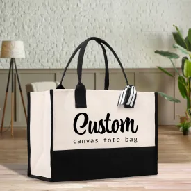 Wedding Custom Name Cotton Canvas Tote Bag Personalized Bridal Shower Gift Honeymoon Gift Customize Wedding Gift Bridesmaid Gift (PTB1012)