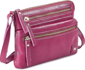 Wise Owl Accessories Small Crossbody Sling Bag Real Leather Purse for Women Crossover Trendy Shoulder Handbag