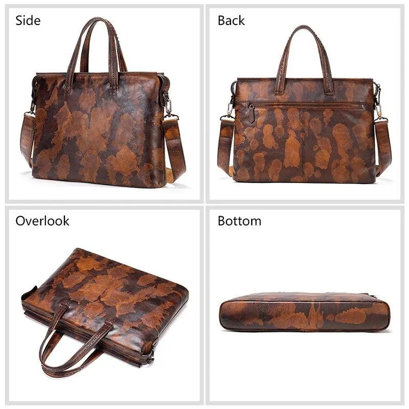 Woosir Vintage Luxury Leather Briefcase for Men