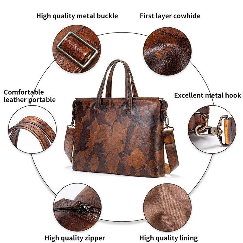 Woosir Vintage Luxury Leather Briefcase for Men