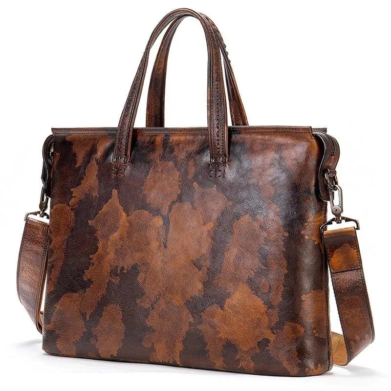 Woosir Vintage Luxury Leather Briefcase for Men