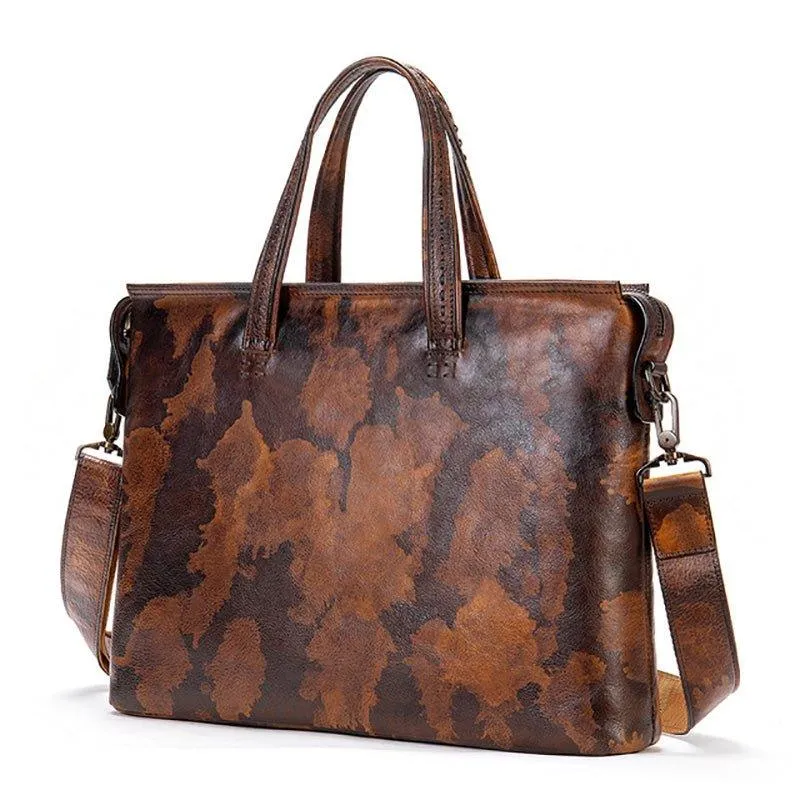 Woosir Vintage Luxury Leather Briefcase for Men