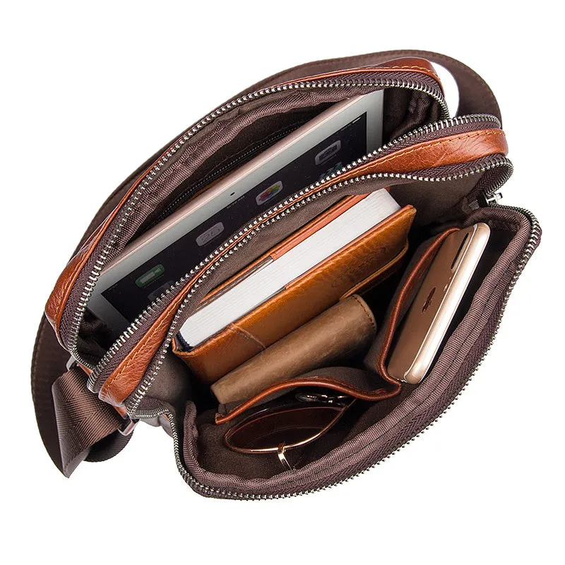 YAAGLE Men's Portable Real Leather Leisure Shoulder Bag YG1043X