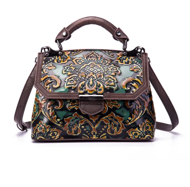 YAAGLE Women Retro National Embossed Shoulder Handbag YGWX107